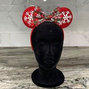 CHRISTMAS Snowflake Plaid Mouse Ears Headband NEW Disney Inspired